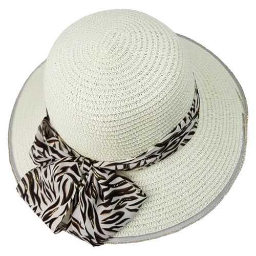 Sombrero de Mujer de Ala Ancha Sol Playa Protección Plegable Blanco