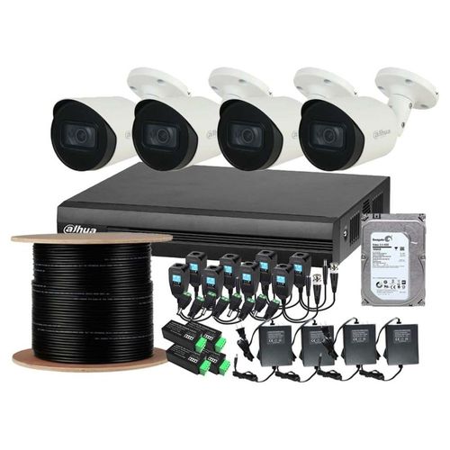 Kit CCTV Seguridad 4 camaras Dahua Bullet 4k 8mpx 1Tb Vision noctuna