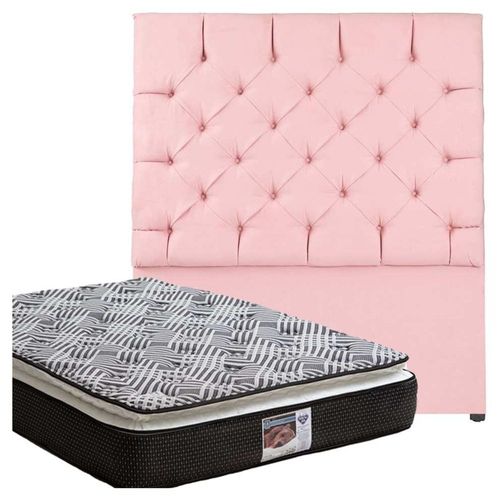 Cabecera Queen Size Dicasa Capri Rosa + Colchón Spring Air Omega CZD