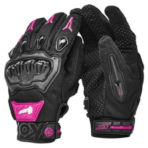 Guantes Para Moto Kov Delta Rosa Con Limpiador De Mica Talla M