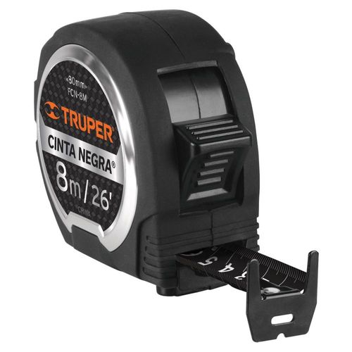 Flexómetro Cinta Negra, 8 m, cinta 27 mm Truper