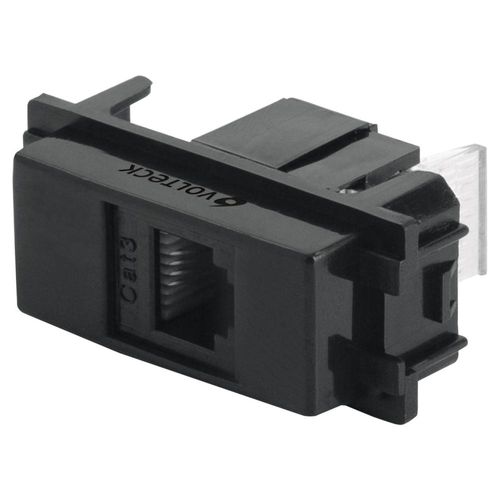 Toma de teléfono, línea Italiana, color negro Volteck
