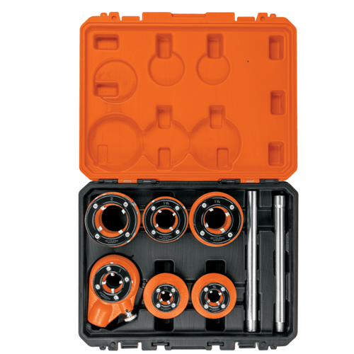 Juego de 7 tarrajas Truper para tubo de 1.2 a 2 pul T852X naranja