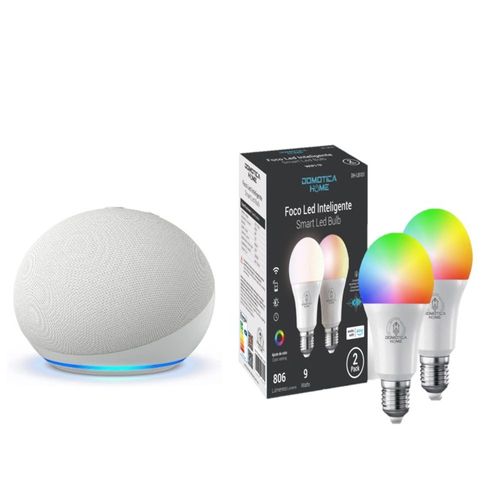 Kit Bocina Alexa Echo Dot 5 Blanco + Focos Led Inteligentes 2 Pack