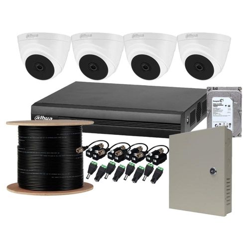 Kit CCTV Seguridad Dahua 4 Camaras domo 2mpx 1Tb Deteccion movimiento