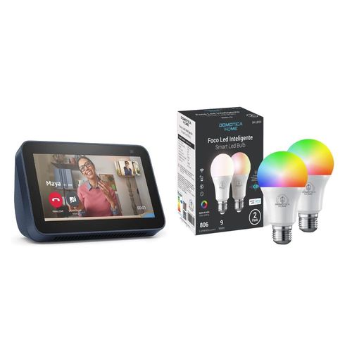 Kit Alexa Echo Show 5 Azul + Focos Led Inteligentes 2 Pack