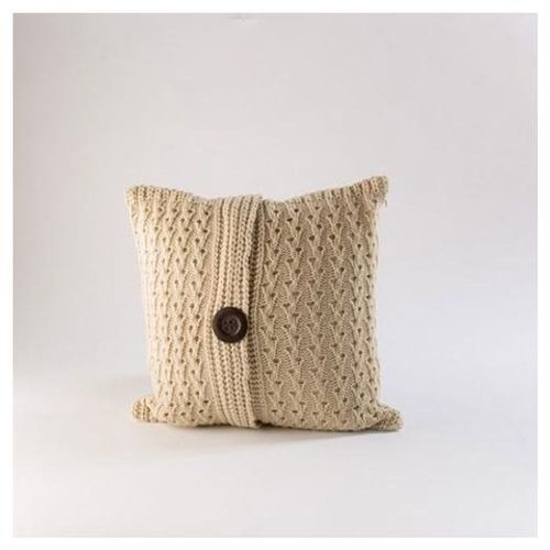 Cojin Tejido Boton Beige 45X45 - Beige