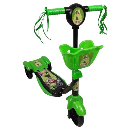 Scooter para Niños Patinete del Diablo Luces y Sonidos,Ajustable Verde