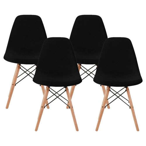 Set de 4 Sillas Tipo Eames Minimalistas Colores Hogar Oficina Color Negro