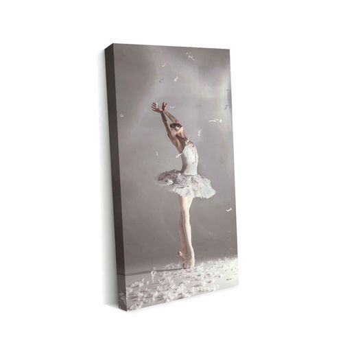 Cuadro Decorativo Canvas Bailarina Cisne Blanco con Plumas 80x130