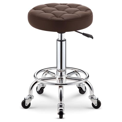 Silla de bar taburete celosía redondo ajustable con ruedas café