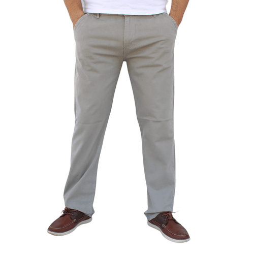 Pantalón recto de gabardina stretch color gris claro