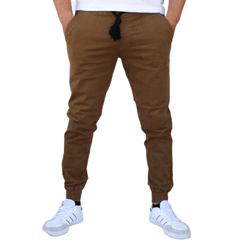 Jogger de gabardina stretch color caqui oscuro