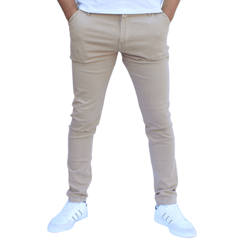 Pantalón skinny de gabardina stretch color arena