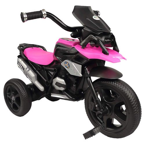 Triciclo para Niños con Diseño de Moto y Luz Frontal Rosa