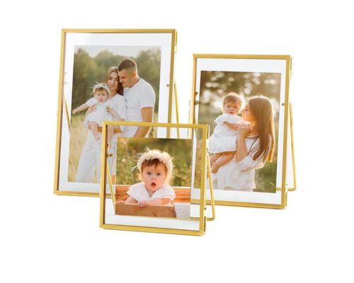 Set de 3 Portarretratos Bluelander En Diferentes Tamaños En Color Dorado