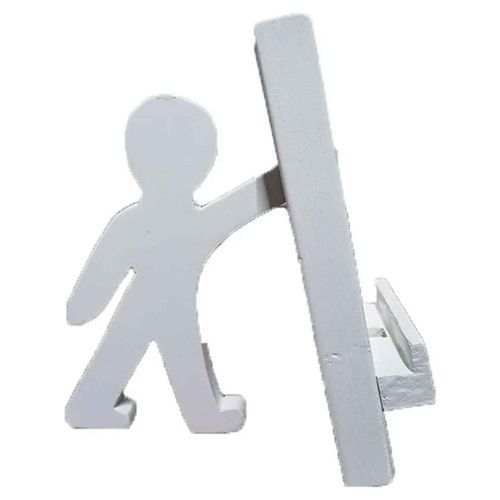 SOPORTE DE MADERA PARA CELULAR BASE Y MUÑECO YEYO BLANCO