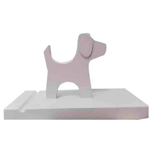 SOPORTE DE MADERA PARA CELULAR PERRITO BLANCO