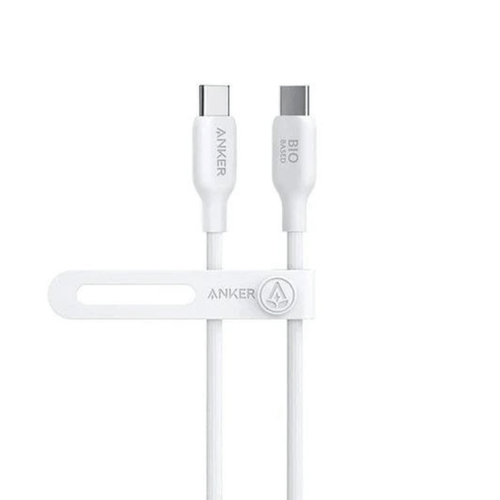 Cable USB C-C Anker 544 material BIO 1mt carga rápida 100W Blanco