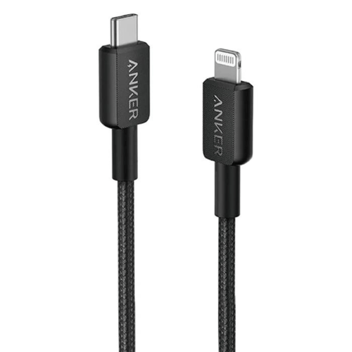 Cable USB-C a Lightning ANKER 322 2mt certificado carga rápida Negro