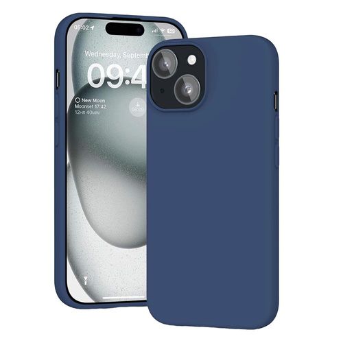 Funda Para iPhone 14 Normal Silicon Premium Interior Afelpado Azul