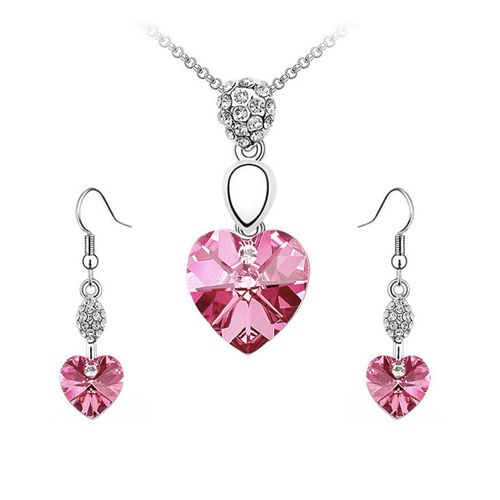 Set Ocean Heart, Baño oro blanco, 18K, E1-14-06