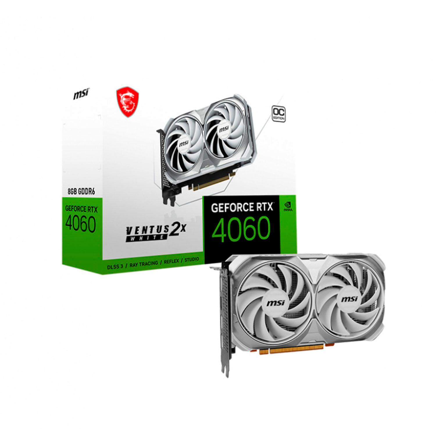 TARJETA DE VIDEO MSI RTX4060 VENTUS 2X BLANCA 8GB OC 128 BITS GDDR6