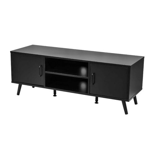 Mueble de TV Top Living con Puertas y Entrepaños Negro