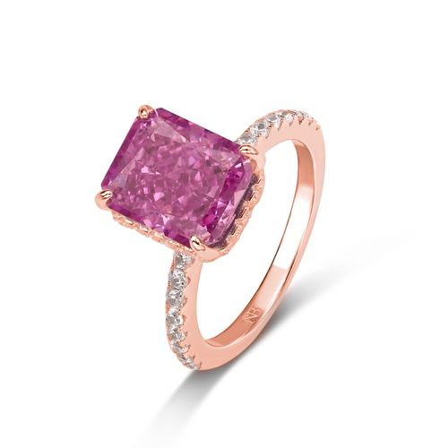 Anillo Alana rosa de plata .925 bañado en oro rosa de 18K talla 5.