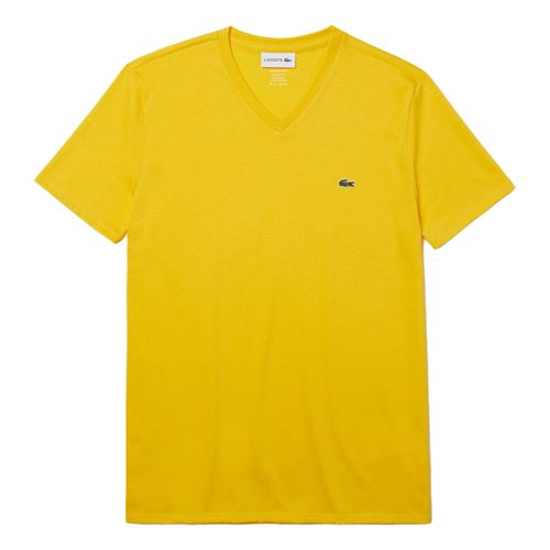 Playera para Hombre Lacoste Cuello V de Algodón Pima Mostaza