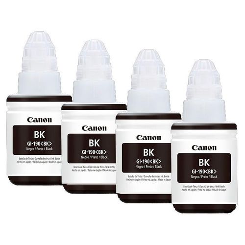 KIT TINTAS CANON GI-190 4 NEGRAS PARA G1100 G2100 G3100