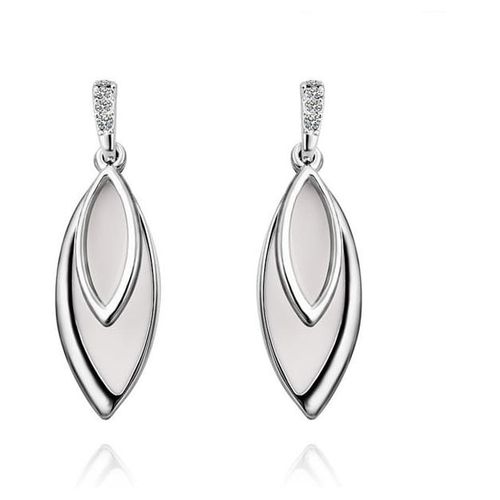 Aretes Ocean Heart, Baño oro blanco, 18K,  ACM5-14-61