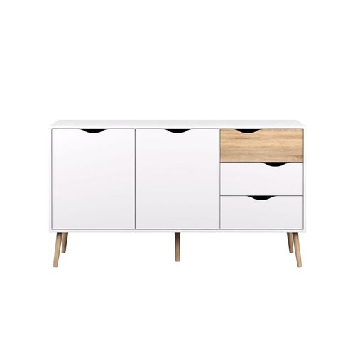 Credenza Bufetera Top Living Multiusos Estilo Nórdica Blanca y Beige