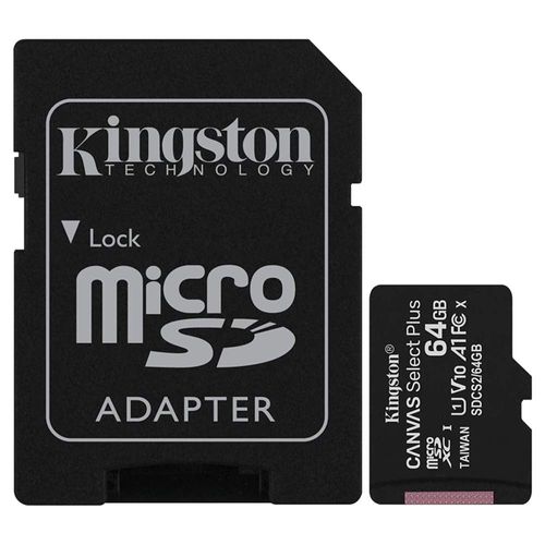 Micro SD 64GB KINGSTON CANVAS Select Plus Clase 10 A1 Video FHD V10