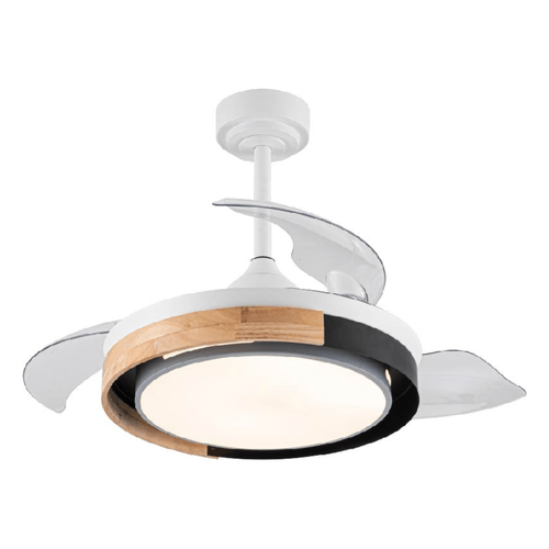 Ventilador decorativo 52" / luz LED de 18W integrada, control de 6 vel. Mod. Lucerna Madera - Transparente