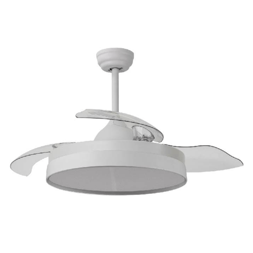 Ventilador decorativo 52" / luz LED de 18W integrada, control de 6 vel. Mod. Lucerna Blanco - Transparente