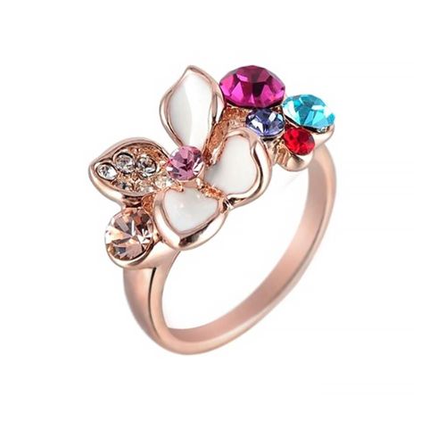 Anillo Ocean Heart, Baño oro rosa, 18K, ACO10-14-65-5, Talla 7