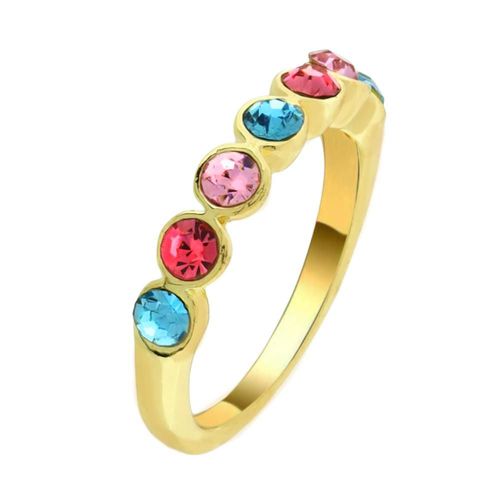 Anillo Ocean Heart, Baño oro amarillo, 18K, AC16-870-7, Talla 7