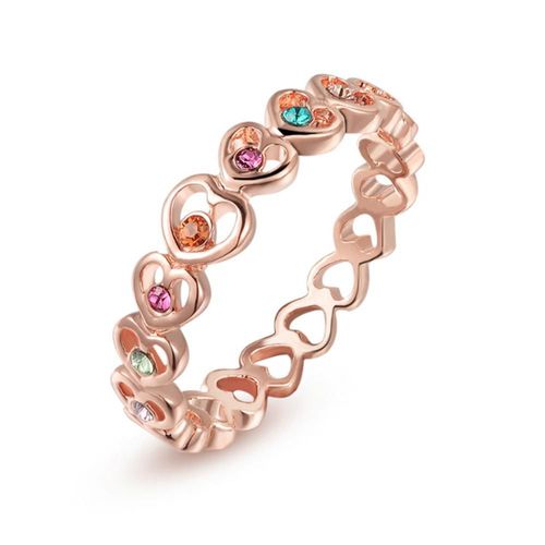 Anillo Ocean Heart, Baño oro rosa, 18K, ACO10-14-63-7, Talla 7