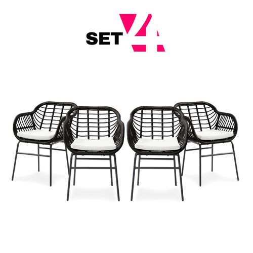 Set de 4 Sillas para Exterior Negras
