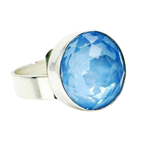 Anillo ajustable Round stone azul claro plata .925 zvezda