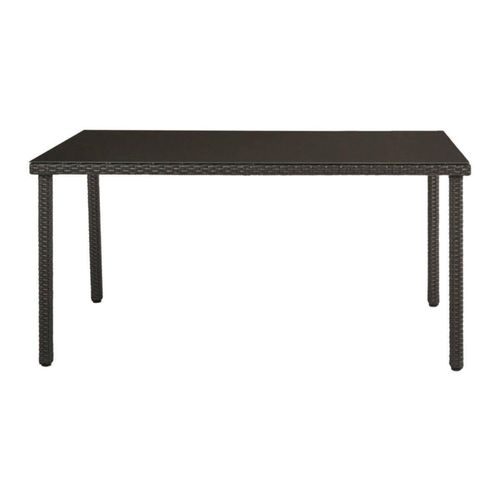 Mesa Comedor Naterial Noa de Alumino, Ratán y Cristal Templado Apta para Exterior