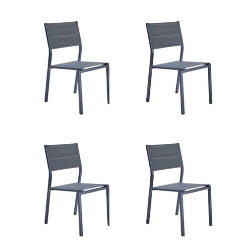 Set 4 Sillas Naterial de Textileno y Aluminio para Jardín
