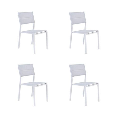 Set 4 Sillas Naterial de Textileno y Aluminio para Jardín