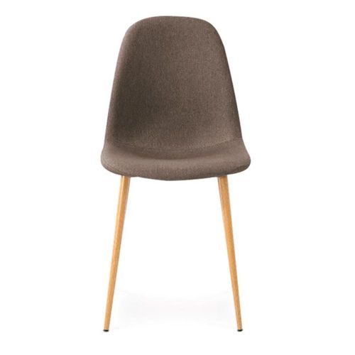 Silla de Comedor Gris Tapizada con Tela. Patas y Estructura de Metal Efecto Madera