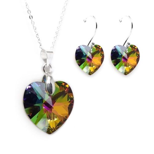 Collar y Aretes Heart Multicolor plata .925 Zvezda