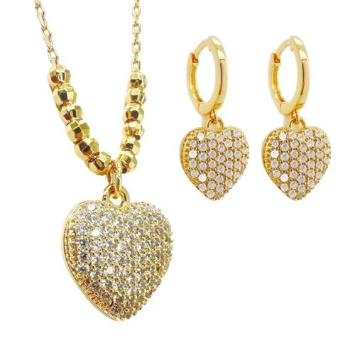 Collar y aretes Corazón Oro Chapa de Oro 18k Zvezda