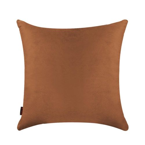 Cojín Decorativo Cuadrado para Sala o Cama. Funda en Terciopelo Color Canela. Cierre Invisible