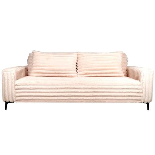 Sofá Cama Tapizado en Tela Premium Extra Suave Marfil. Estructura de Madera Sólida y Patas de Metal