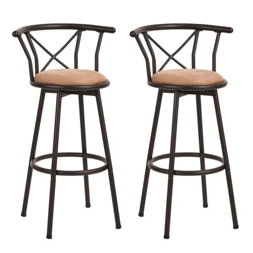 Set 2 Bancos Altos Respaldo Giratorios Para Barra Cocina Bar